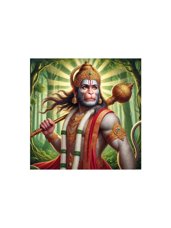 Canvas_Wrapped_Painting_of_Hanuman_in_Forest_-_Divine_Art_for_Yoga_Studios_and_Spiritual_Spaces_-36X36_Inches(FLP36X360515)