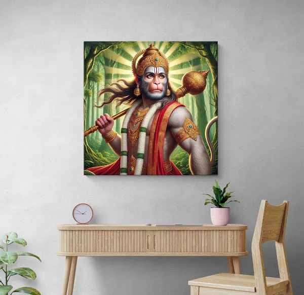 Canvas_Wrapped_Painting_of_Hanuman_in_Forest_-_Divine_Art_for_Yoga_Studios_and_Spiritual_Spaces_-24x24_Inches(FLP24X240515)