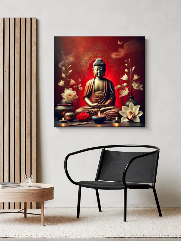 Canvas_Wrapped_Painting_of_Buddha_with_Candlelight_-_Peaceful_Decor_for_Zen_Ambiance_-_24X24_Inches(FLP24X240554)