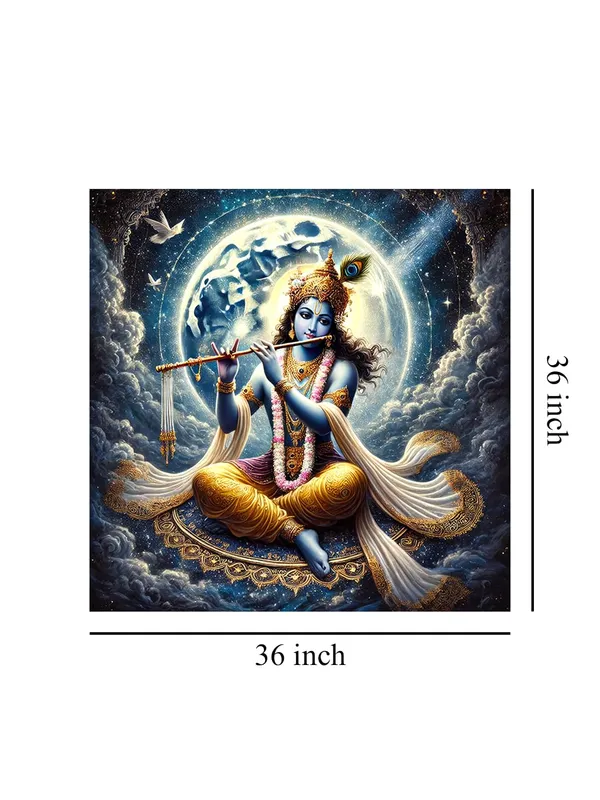 Divine_Krishna_with_Flute_under_Full_Moon_Canvas-Wrapped_Painting,_�_Tranquil_D�cor_36X36_Inches_(FLP36X360522)