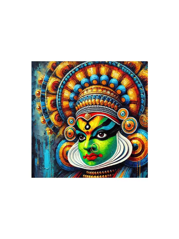 Bold_Kathakali_Portrait_Canvas-Wrapped_Painting_|_Bright_Cultural_Art_for_Homes,_Studios,_and_Theatres_36X36_Inches_(FLP36X360510)
