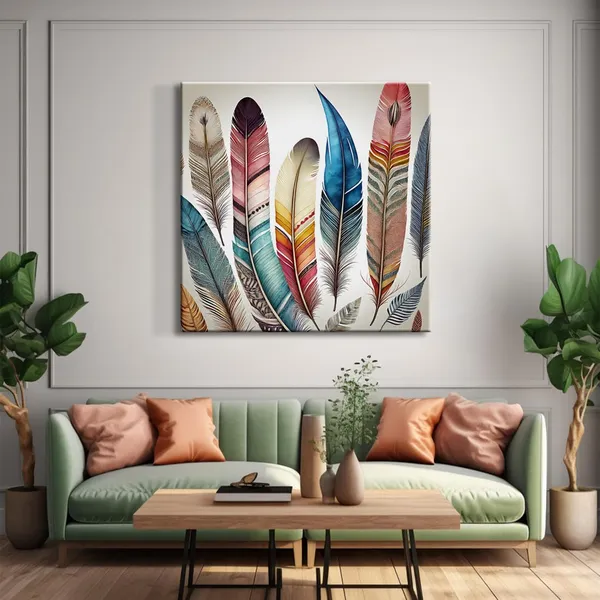 Colorful_Feathers_Canvas-Wrapped_Painting_|_Vibrant_Boho_Wall_Art_for_Living_Room,_Bedroom,_Office_Décor_24X24_Inches_(FLP24X240501)