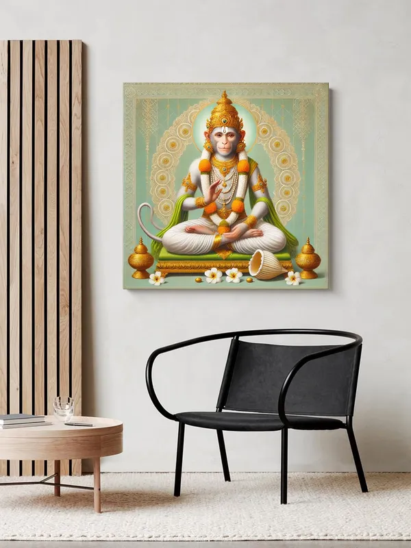 Blessed_Hanuman_Canvas-Wrapped_Painting,_�_Sacred_Indian_Art_for_Devotion_36X36_Inches_(FLP36X360528)