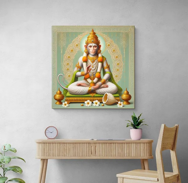 Blessed_Hanuman_Canvas-Wrapped_Painting,_�_Sacred_Indian_Art_for_Devotion_36X36_Inches_(FLP36X360528)