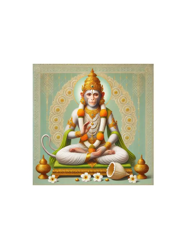 Blessed_Hanuman_Canvas-Wrapped_Painting,_�_Sacred_Indian_Art_for_Devotion_36X36_Inches_(FLP36X360528)