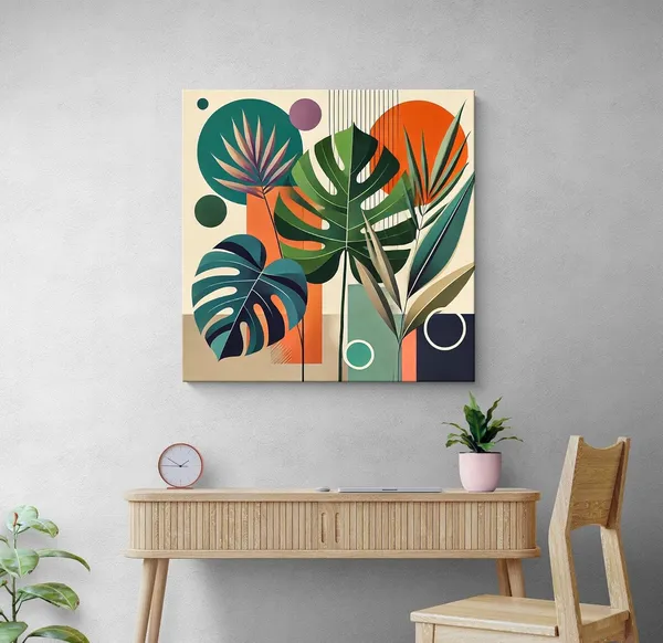 Canvas_Wrapped_Geometric_Botanical_Painting_-_Vibrant_Decor_for_Contemporary_Interiors_-_36X36_Inches(FLP36X360563)