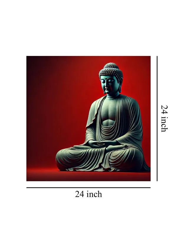 Canvas_Wrapped_Painting_of_Buddha_in_Red_Aura_-_Spiritual_Art_for_Modern_Décor_-_24X24_Inches(FLP24X240558)