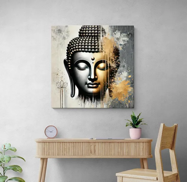 Canvas_Wrapped_Painting_of_Buddha_in_Modern_Art_Style_-_Zen_Decor_for_Peaceful_Homes_-_24X24_Inches(FLP24X240541)