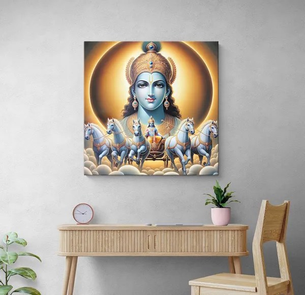 Radiant_Sun_God_on_Chariot_Canvas-Wrapped_Painting,_–_Spiritual_Art_for_Meditation_24X24_Inches_(FLP24X240521)