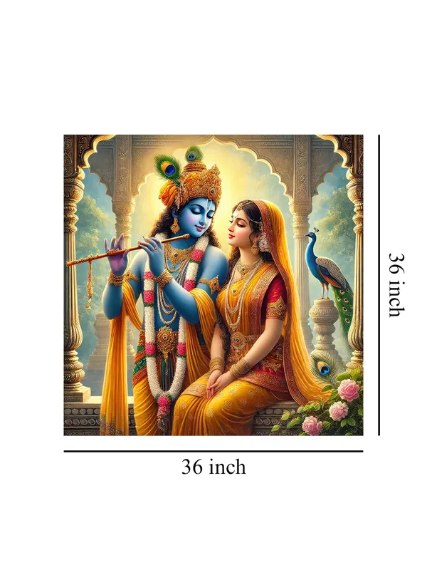 Canvas_Wrapped_Painting_of_Krishna_Playing_Flute_with_Radha_-_Spiritual_Decor_for_Home_and_Office_-_36X36_Inches(FLP36X360511)