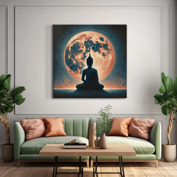 Buddha_Silhouette_against_Moonlight_Canvas-Wrapped_Painting,_–_Zen_Wall_Art_24X24_Inches_(FLP24X240524)
