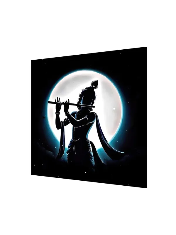 Canvas_Wrapped_Painting_of_Krishna_in_Silhouette_-_Mystical_Wall_Art_for_Meditation_Room_-_36X36_Inches(FLP36X360543)