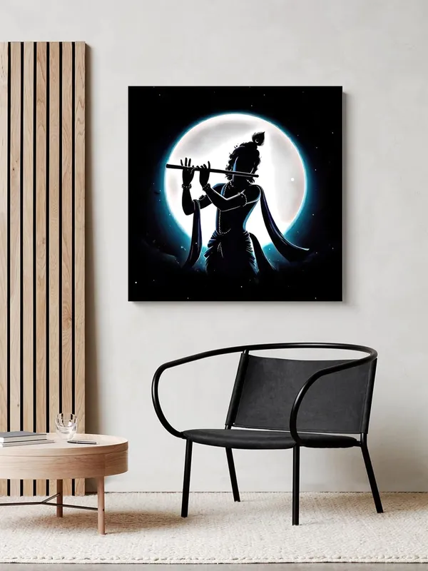 Canvas_Wrapped_Painting_of_Krishna_in_Silhouette_-_Mystical_Wall_Art_for_Meditation_Room_-_36X36_Inches(FLP36X360543)