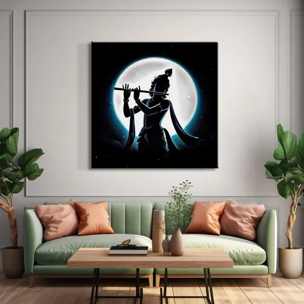 Canvas_Wrapped_Painting_of_Krishna_in_Silhouette_-_Mystical_Wall_Art_for_Meditation_Room_-_36X36_Inches(FLP36X360543)
