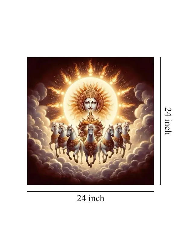 Canvas_Wrapped_Painting_of_Sun_God_Surya_with_Horses_-_Vedic_Art_for_Modern_Décor_-_24X24_Inches(FLP24X240544)