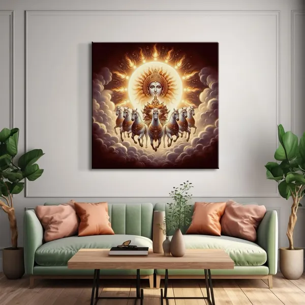 Canvas_Wrapped_Painting_of_Sun_God_Surya_with_Horses_-_Vedic_Art_for_Modern_Décor_-_24X24_Inches(FLP24X240544)