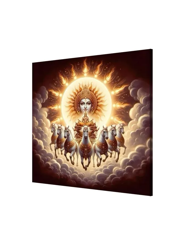 Canvas_Wrapped_Painting_of_Sun_God_Surya_with_Horses_-_Vedic_Art_for_Modern_Décor_-_24X24_Inches(FLP24X240544)