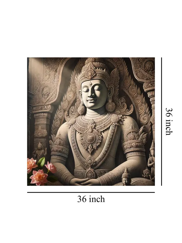 Canvas_Wrapped_Painting_of_Buddha_with_Lotus_Flowers_-_Elegant_Decor_for_Meditation_Spaces_-_36X36_Inches(FLP36X360553)