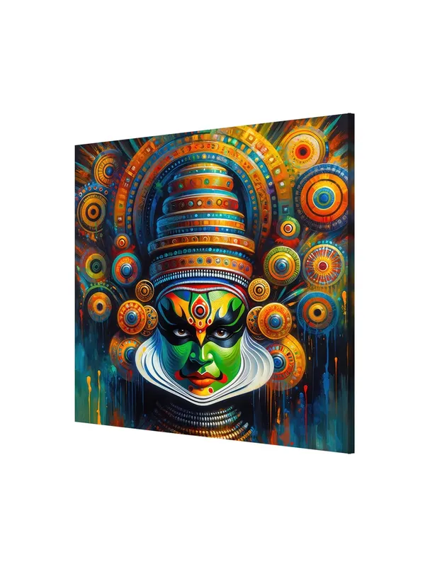 Kathakali_Mask_Canvas-Wrapped_Painting_|_Traditional_Indian_Dance_Art_for_Cultural_Enthusiasts_and_D�cor_36X36_Inches_(FLP36X360509)