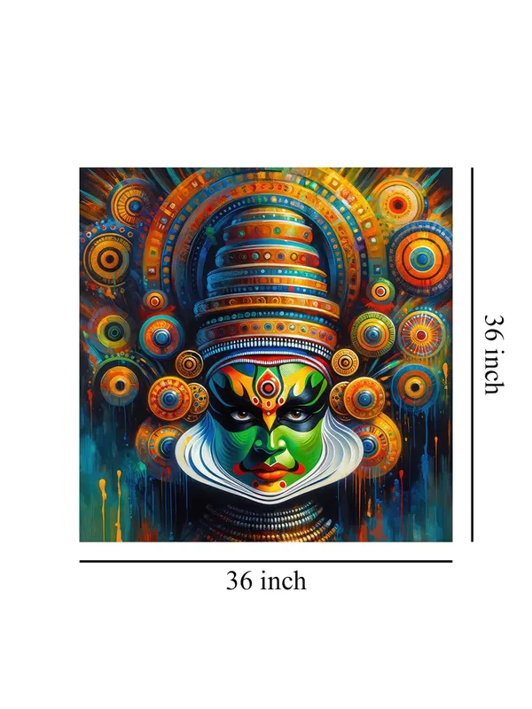 Kathakali_Mask_Canvas-Wrapped_Painting_|_Traditional_Indian_Dance_Art_for_Cultural_Enthusiasts_and_D�cor_36X36_Inches_(FLP36X360509)
