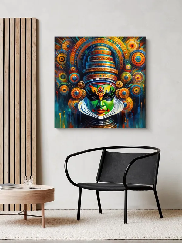 Kathakali_Mask_Canvas-Wrapped_Painting_|_Traditional_Indian_Dance_Art_for_Cultural_Enthusiasts_and_Décor_24X24_Inches_(FLP24X240509)