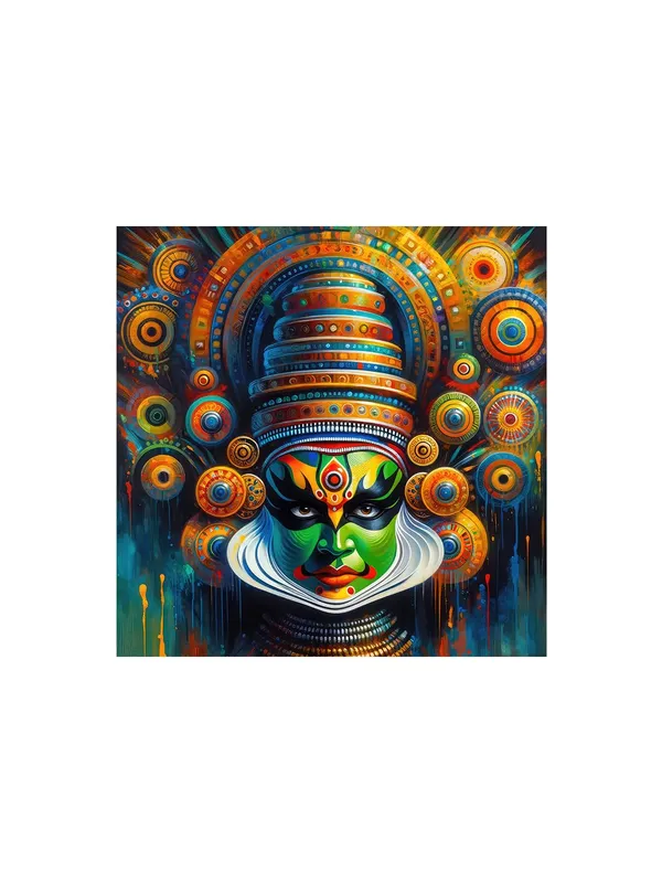Kathakali_Mask_Canvas-Wrapped_Painting_|_Traditional_Indian_Dance_Art_for_Cultural_Enthusiasts_and_Décor_24X24_Inches_(FLP24X240509)