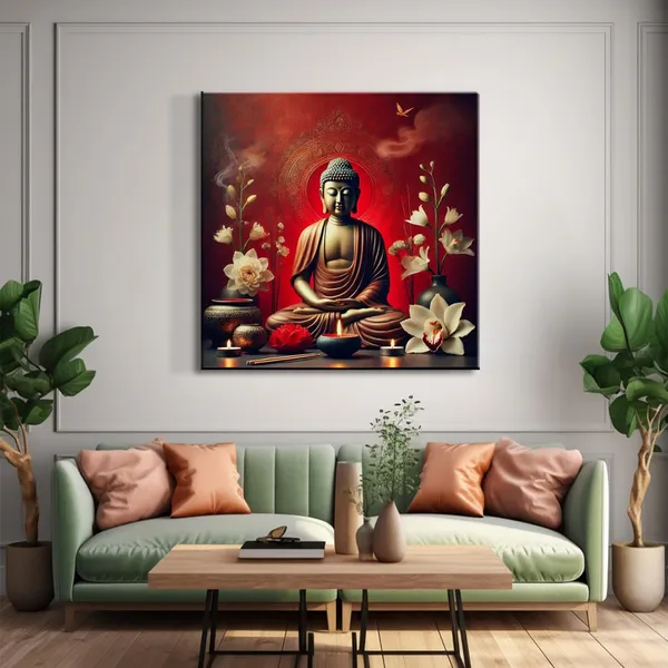 Canvas_Wrapped_Painting_of_Buddha_with_Candlelight_-_Peaceful_Decor_for_Zen_Ambiance_-_36X36_Inches(FLP36X360554)