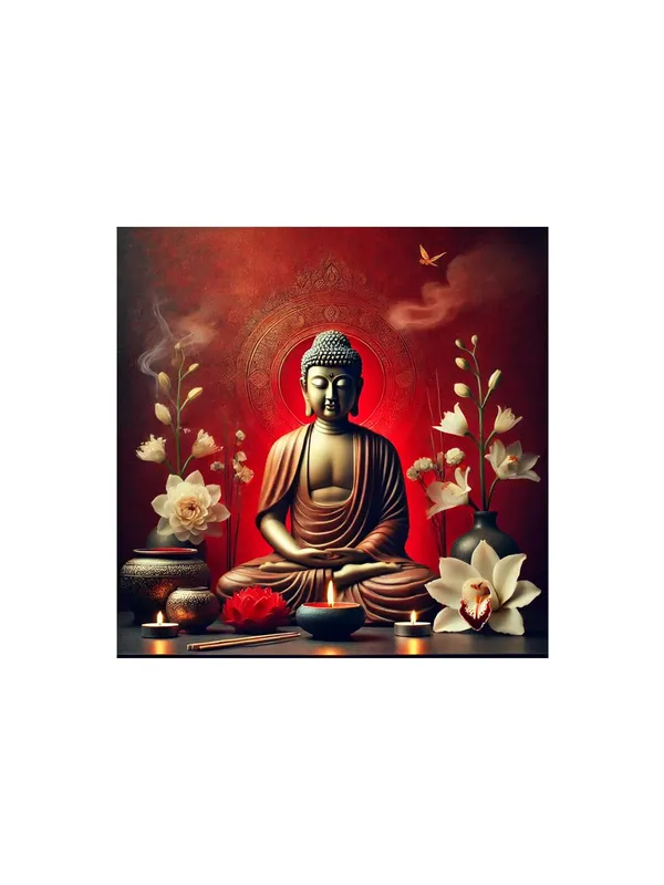 Canvas_Wrapped_Painting_of_Buddha_with_Candlelight_-_Peaceful_Decor_for_Zen_Ambiance_-_36X36_Inches(FLP36X360554)