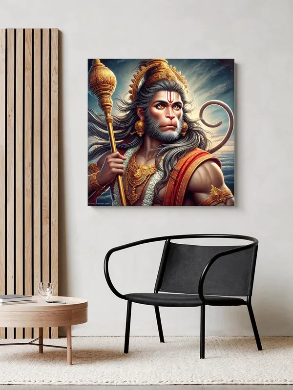 Canvas_Wrapped_Painting_of_Hanuman_in_Battlefield_-_Courageous_Art_for_Warrior_Spirit_Enthusiasts_-36X36_Inches(FLP36X360517)