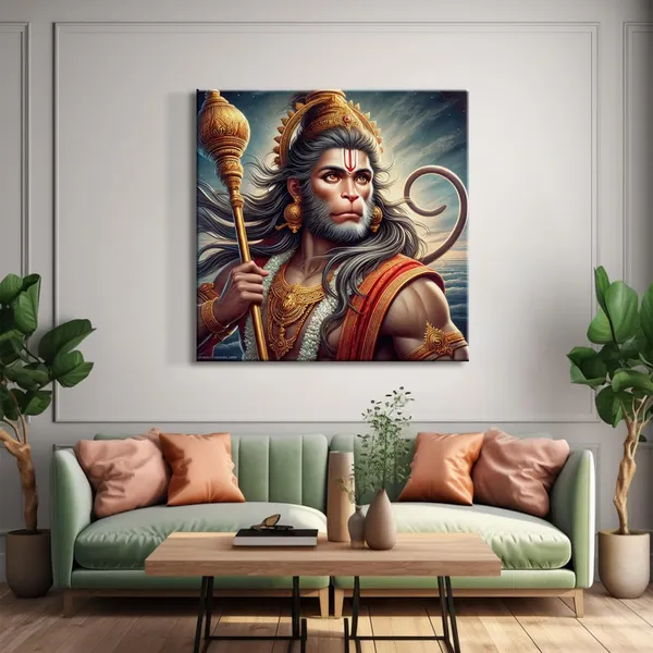 Canvas_Wrapped_Painting_of_Hanuman_in_Battlefield_-_Courageous_Art_for_Warrior_Spirit_Enthusiasts_-36X36_Inches(FLP36X360517)