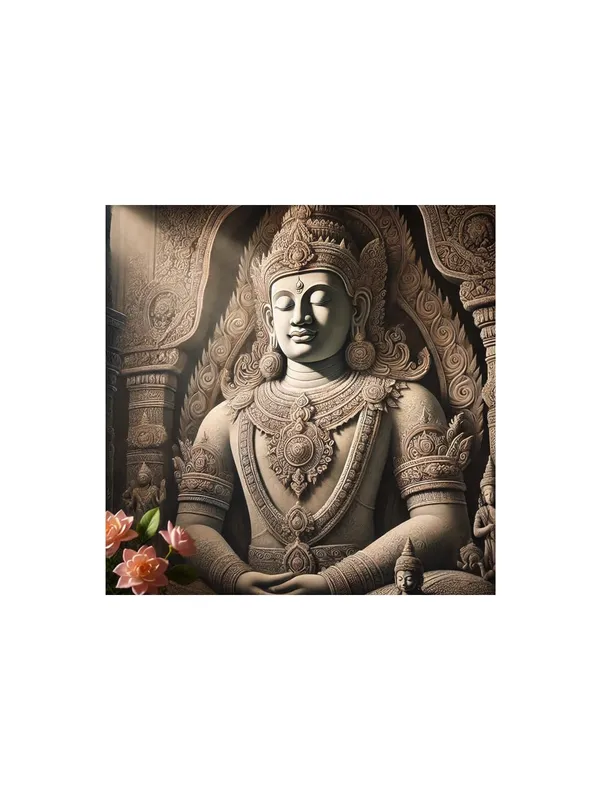 Canvas_Wrapped_Painting_of_Buddha_with_Lotus_Flowers_-_Elegant_Decor_for_Meditation_Spaces_-_24X24_Inches(FLP24X240553)