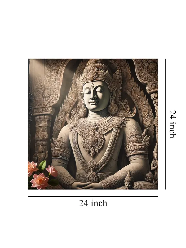 Canvas_Wrapped_Painting_of_Buddha_with_Lotus_Flowers_-_Elegant_Decor_for_Meditation_Spaces_-_24X24_Inches(FLP24X240553)