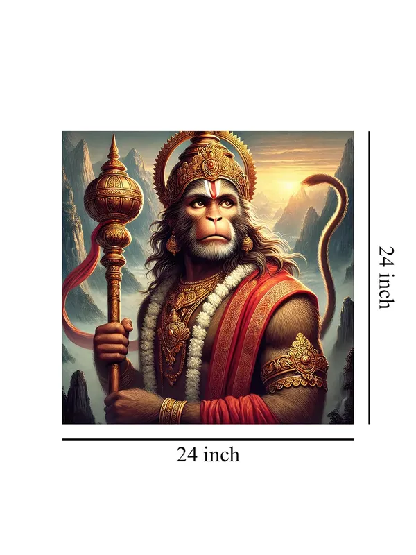 Canvas_Wrapped_Painting_of_Lord_Hanuman_with_Gada_-_Vedic_Inspired_Wall_Art_for_Meditation_Room_-24x24_Inches(FLP24X240514)