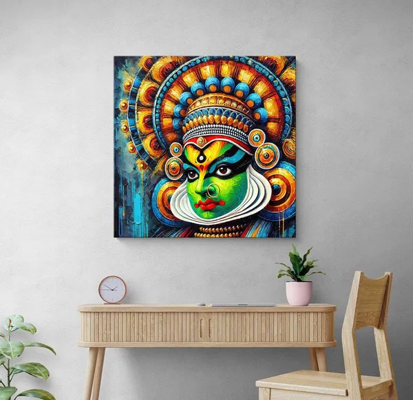 Bold_Kathakali_Portrait_Canvas-Wrapped_Painting_|_Bright_Cultural_Art_for_Homes,_Studios,_and_Theatres_24X24_Inches_(FLP24X240510)
