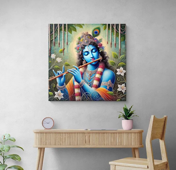 Floral_Krishna_Canvas_Painting_-_Hindu_Spiritual_Art_for_Home_and_Temple_Decor_24X24_Inches_(FLP24X240536)