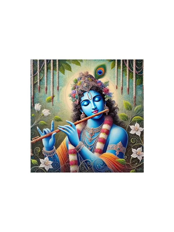 Floral_Krishna_Canvas_Painting_-_Hindu_Spiritual_Art_for_Home_and_Temple_Decor_24X24_Inches_(FLP24X240536)
