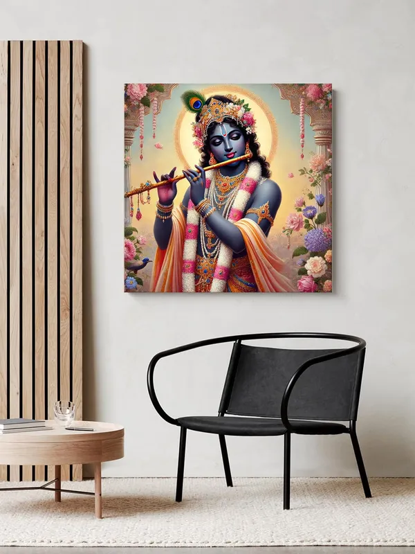 Romantic_Krishna_Canvas_Painting_with_Flowers_-_Elegant_Spiritual_Art_for_Living_Room_Decor_36X36_Inches_(FLP36X360537)