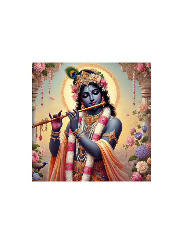 Romantic_Krishna_Canvas_Painting_with_Flowers_-_Elegant_Spiritual_Art_for_Living_Room_Decor_36X36_Inches_(FLP36X360537)