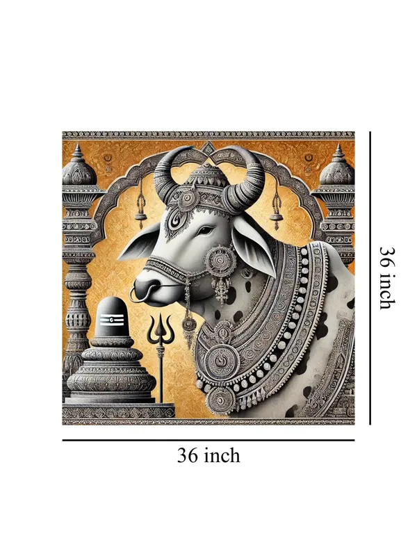 Canvas_Wrapped_Painting_of_Divine_Nandi_Bull_with_Lingam_-_Sacred_Art_for_Spiritual_Spaces_-_36X36_Inches(FLP36X360561)