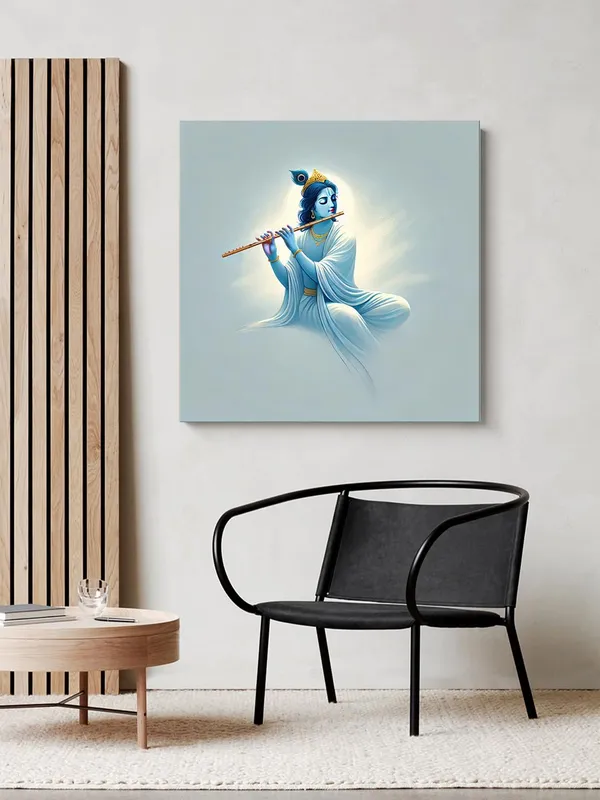 Minimalist_Krishna_Playing_Flute_Canvas-Wrapped_Painting,_�_Spiritual_Home_Accent_36X36_Inches_(FLP36X360523)