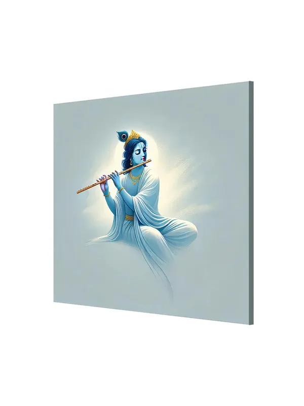 Minimalist_Krishna_Playing_Flute_Canvas-Wrapped_Painting,_�_Spiritual_Home_Accent_36X36_Inches_(FLP36X360523)