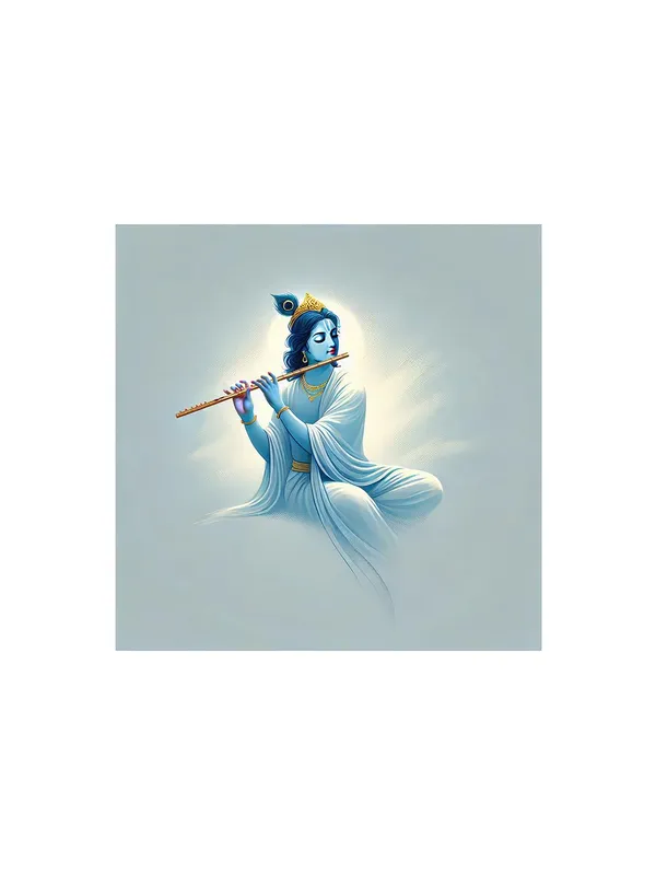 Minimalist_Krishna_Playing_Flute_Canvas-Wrapped_Painting,_�_Spiritual_Home_Accent_36X36_Inches_(FLP36X360523)