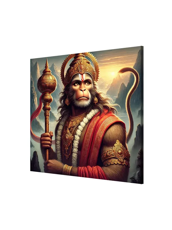 Canvas_Wrapped_Painting_of_Lord_Hanuman_with_Gada_-_Vedic_Inspired_Wall_Art_for_Meditation_Room_-36X36_Inches(FLP36X360514)
