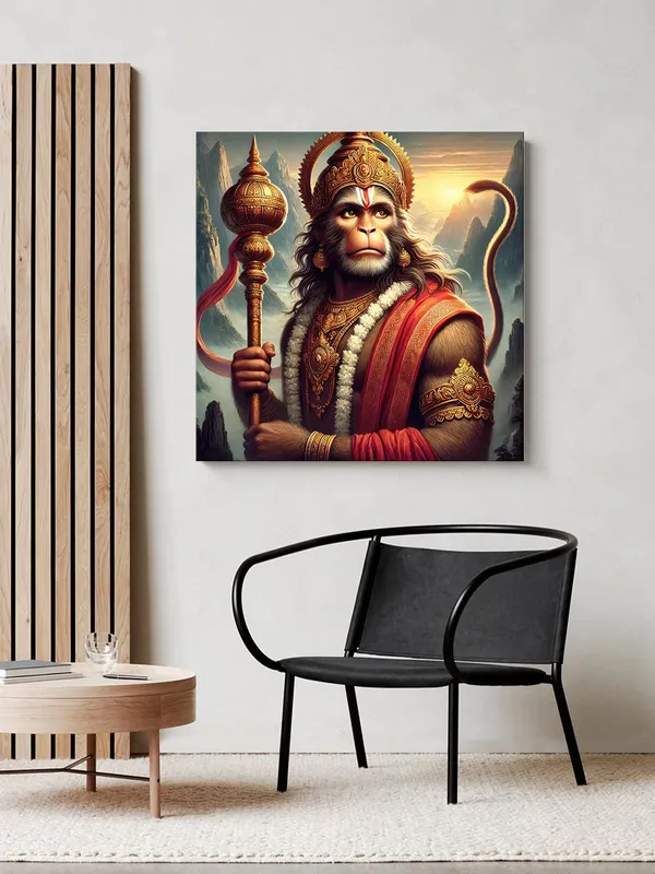 Canvas_Wrapped_Painting_of_Lord_Hanuman_with_Gada_-_Vedic_Inspired_Wall_Art_for_Meditation_Room_-36X36_Inches(FLP36X360514)