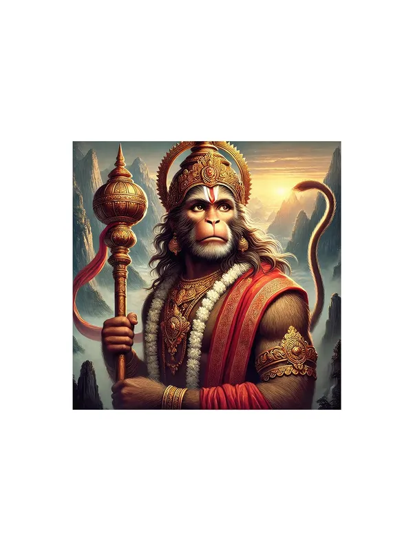 Canvas_Wrapped_Painting_of_Lord_Hanuman_with_Gada_-_Vedic_Inspired_Wall_Art_for_Meditation_Room_-36X36_Inches(FLP36X360514)