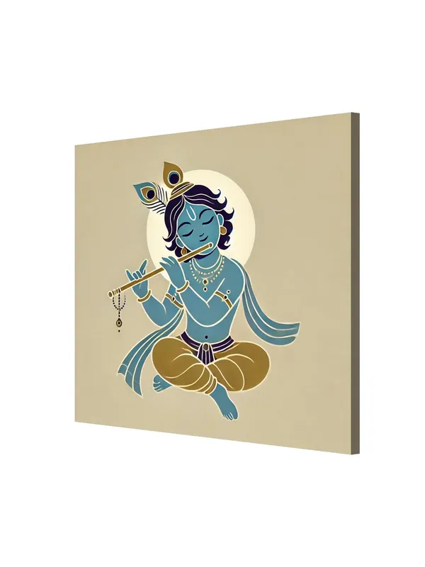 Canvas_Wrapped_Painting_of_Baby_Krishna_Playing_Flute_-_Charming_Art_for_Spiritual_Homes_-_36X36_Inches(FLP36X360564)