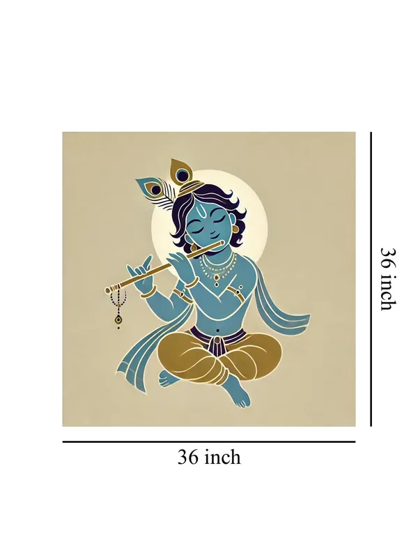 Canvas_Wrapped_Painting_of_Baby_Krishna_Playing_Flute_-_Charming_Art_for_Spiritual_Homes_-_36X36_Inches(FLP36X360564)