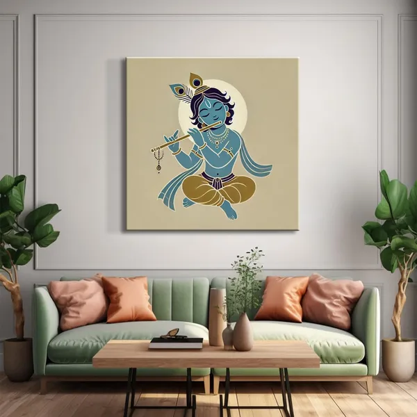 Canvas_Wrapped_Painting_of_Baby_Krishna_Playing_Flute_-_Charming_Art_for_Spiritual_Homes_-_36X36_Inches(FLP36X360564)