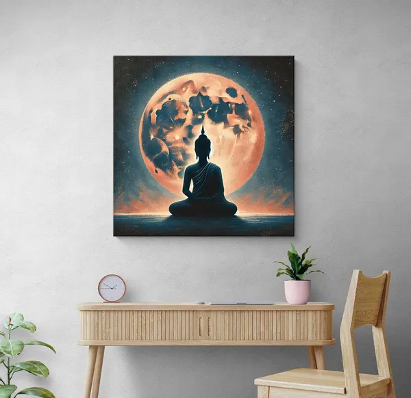 Buddha_Silhouette_against_Moonlight_Canvas-Wrapped_Painting,_�_Zen_Wall_Art_36X36_Inches_(FLP36X360524)