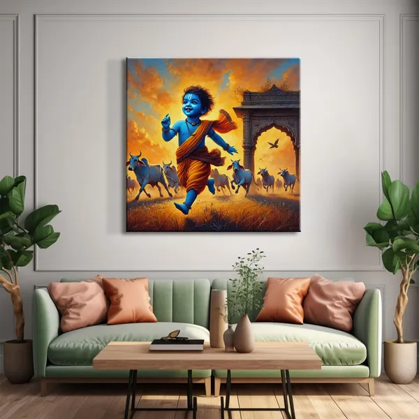 Vibrant_Canvas-Wrapped_Painting_of_Little_Krishna_in_Vrindavan_Wall_Art_Decor_for_Living_Room_and_Offices_24X24_Inches_(FLP24X240531)